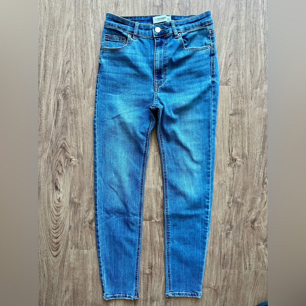Pull&Bear Women's Skinny Jeans in Blue